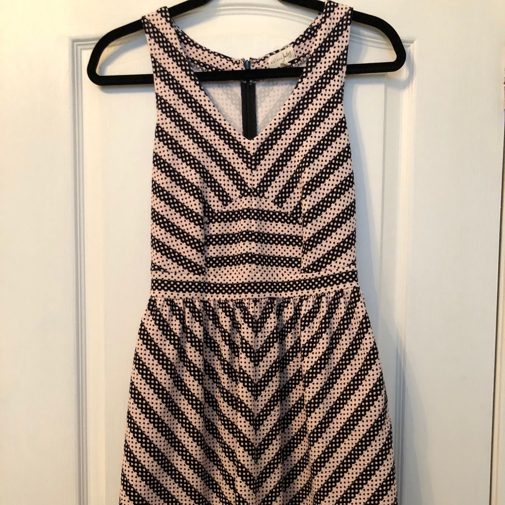 Maison Jules Pink and Black mini dot dress